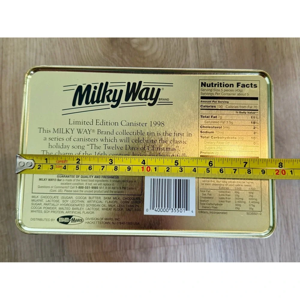 Milky Way 1998 Limited Edition Tin Twelve Days of Christmas Holiday Canister